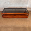 Mid Century Smokey Glass & Walnut Coffee Table by John Keal for Brown Saltman