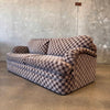 Set of 1980's Sofas in Checked Fabric & Ottoman