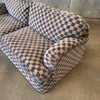 Set of 1980's Sofas in Checked Fabric & Ottoman