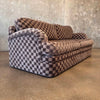 Set of 1980's Sofas in Checked Fabric & Ottoman