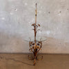 Hollywood Regency Floral Tole Floor Lamp w/ Glass Table - Vintage 1940s