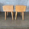 Pair of West Elm Blonde Wood Mid Century Style Nightstands