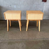 Pair of West Elm Blonde Wood Mid Century Style Nightstands