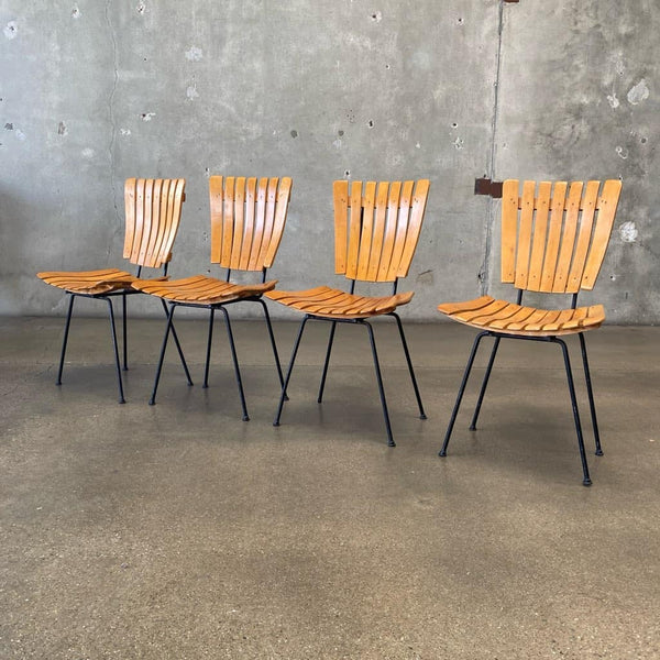 Mid Century Wood Slat Dining Chairs by Arthur Umanoff