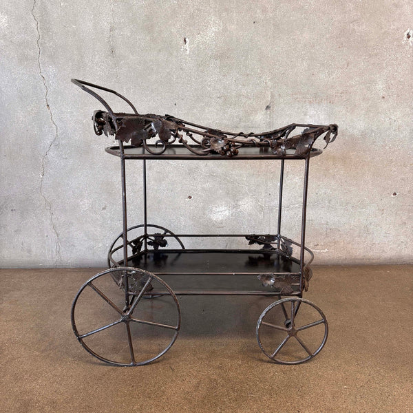 Vintage Woodard Wrought Iron Vine & Grapes Garden/Patio/Bar/Tea Cart
