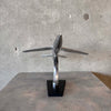 Mid Century Modern Aluminum Jet Sculpture on Wood Base