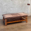 Rustic Coffee Table/Bench w/Shelf Brass Nail head Trim
