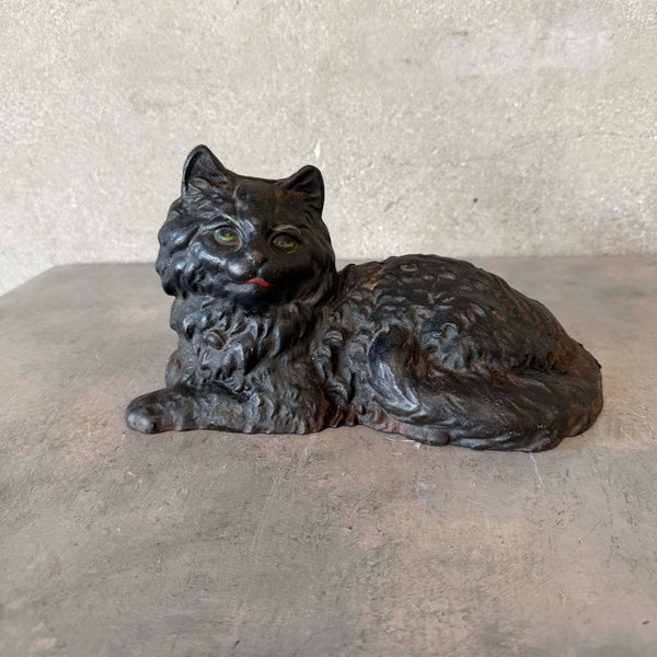 Antique Cast Iron Black Cat Door Stop