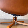 Pair of Dainish Leather Swivel Chairs w/ Matching Ottomans