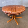 Pair of Dainish Leather Swivel Chairs w/ Matching Ottomans