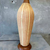Mid Century Modern 1970s Table Lamp Pottery & Wood w/ Shade