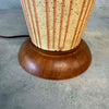 Mid Century Modern 1970s Table Lamp Pottery & Wood w/ Shade
