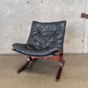 1960s Black Leather Westnofa Siesta Chair - Made in Norway