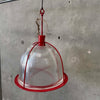 Vintage Ribbed Holophane Pendant Lamp w/ Red Metal Frame #3 - Made in Canada