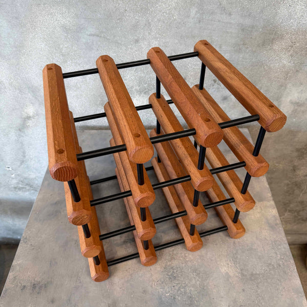 Danish Modern Nine Bottle Wine Rack In The Style Of Nissen Langaa
