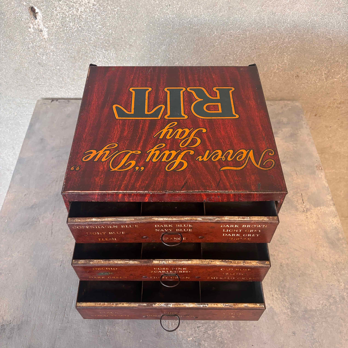 1920's Rit Dye Counter Display With Three Drawers