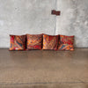 Set of Four Down Filled Pillows - Velvet Print With Brushed Twill