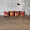 Set of Four Down Filled Pillows - Velvet Print With Brushed Twill