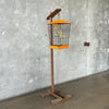Vintage 1950's Orange Mid Century Modern Bird Cage With Stand