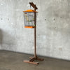 Vintage 1950's Orange Mid Century Modern Bird Cage With Stand