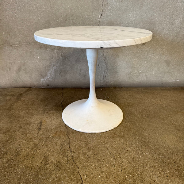 Mid Century Modern Tulip Base Marble Top Side Table Product Image