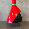 Vintage Mid Century Modern Red Porcelain Enamel Finish Preway Fireplace