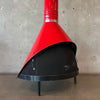 Vintage Mid Century Modern Red Porcelain Enamel Finish Preway Fireplace