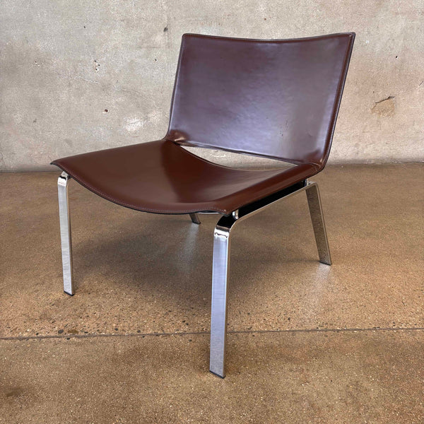 1970s Cattelan Italia Chrome Plated Steel & Leather Lounge Chair