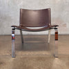 1970s Cattelan Italia Chrome Plated Steel & Leather Lounge Chair