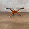 Agustina E. Glass Side Table/Coffee Table Walnut Frame