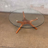 Agustina E. Glass Side Table/Coffee Table Walnut Frame