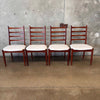 Six Mid Century Modern Cherry Wood Ladder Back Chairs