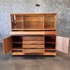 Vintage John Keal for Brown Saltman Bleached Mahogany Credenza + Hutch