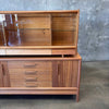Vintage John Keal for Brown Saltman Bleached Mahogany Credenza + Hutch