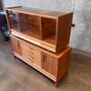 Vintage John Keal for Brown Saltman Bleached Mahogany Credenza + Hutch