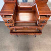 Late Victorian American Vanity Dresser With Mirror & Glass Roller Feet