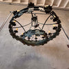 Vintage Forged Metal Brutalist Ten Light Chandelier