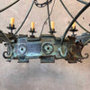 Vintage Forged Metal Brutalist Ten Light Chandelier