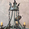 Vintage Forged Metal Brutalist Ten Light Chandelier
