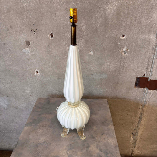 Barovier White Opaline Glass Footed Murano Lamp