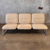 Postmodern Steelcase Chrome & Oatmeal Tweed 3 Seater Sofa
