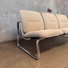 Postmodern Steelcase Chrome & Oatmeal Tweed 3 Seater Sofa