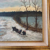 Antique Winter Scene Oil On Canvas Framed Painting
