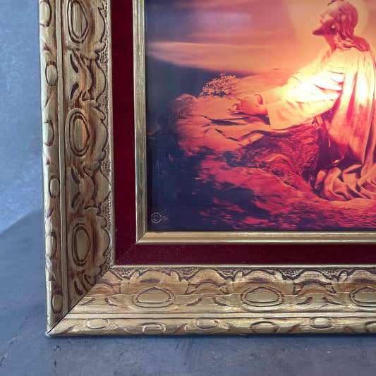 1970s Lighted Jesus Framed Art