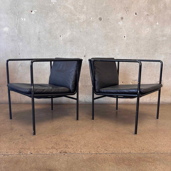 Pair of Black Leather Brenda Arm Chairs by Antonio Citterio for Flexform #1