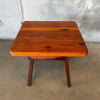 Vintage Handcrafted Redwood Side Table