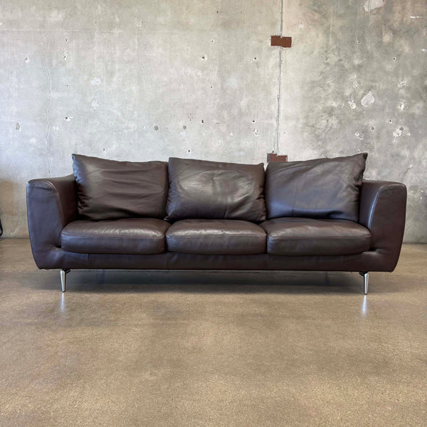 Designer Leather Sofa by Dellarobba in Espresso