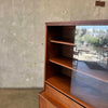 Mid Century Modern Walnut And Glass Shelf Cabinet By Stanley