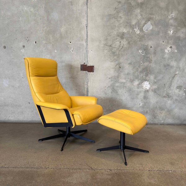 Norwegian Design Leather Swivel Recliner w/ Ottoman #2