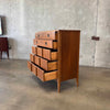 Mid Century Walnut & Brass Highboy Dresser By Stanley